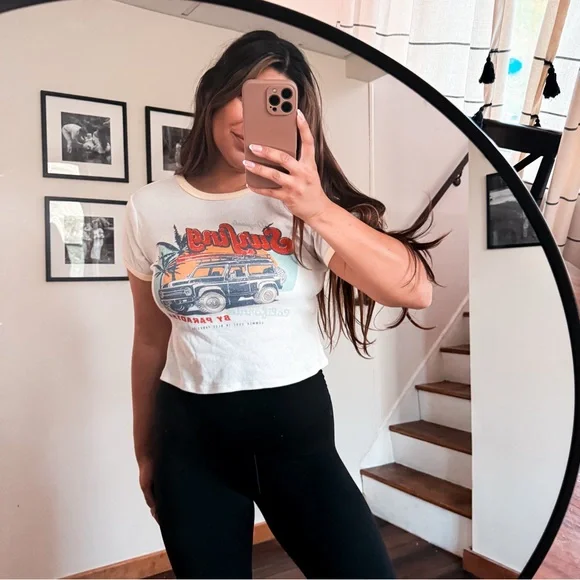 Vintage Surfing Graphic Tee - Large Cropped - Picture 2 of 3